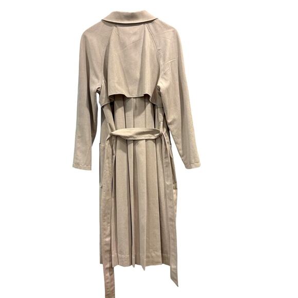 EXPRESS Cream/White Herringbone Light-weight Full Length Coat w/Belt, Sz Large - Picture 7 of 11